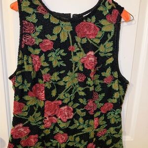 Vintage Paradise NYC Beaded Silk Floral Top Large